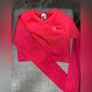 Gymshark Adapt Ombre Seamless Long Sleeve Crop Top - Pink/Red